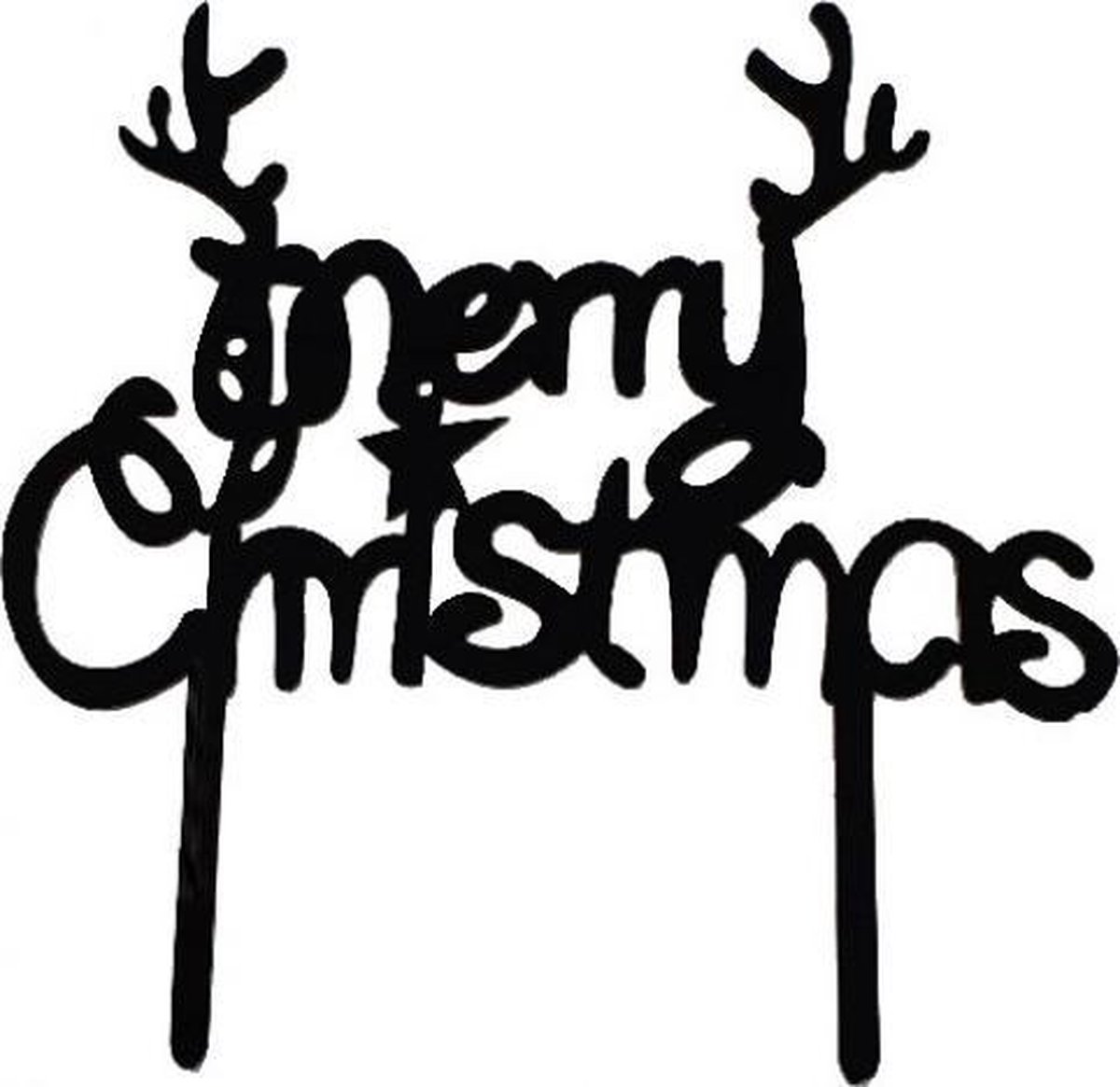 Cake topper merry christmas zwart | kunststof taartdecoratie (Acryl)